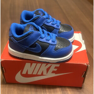 New Nike Dunk Low Hyper Cobalt Blue Black White Toddler Size 5C CW1589-001 Baby